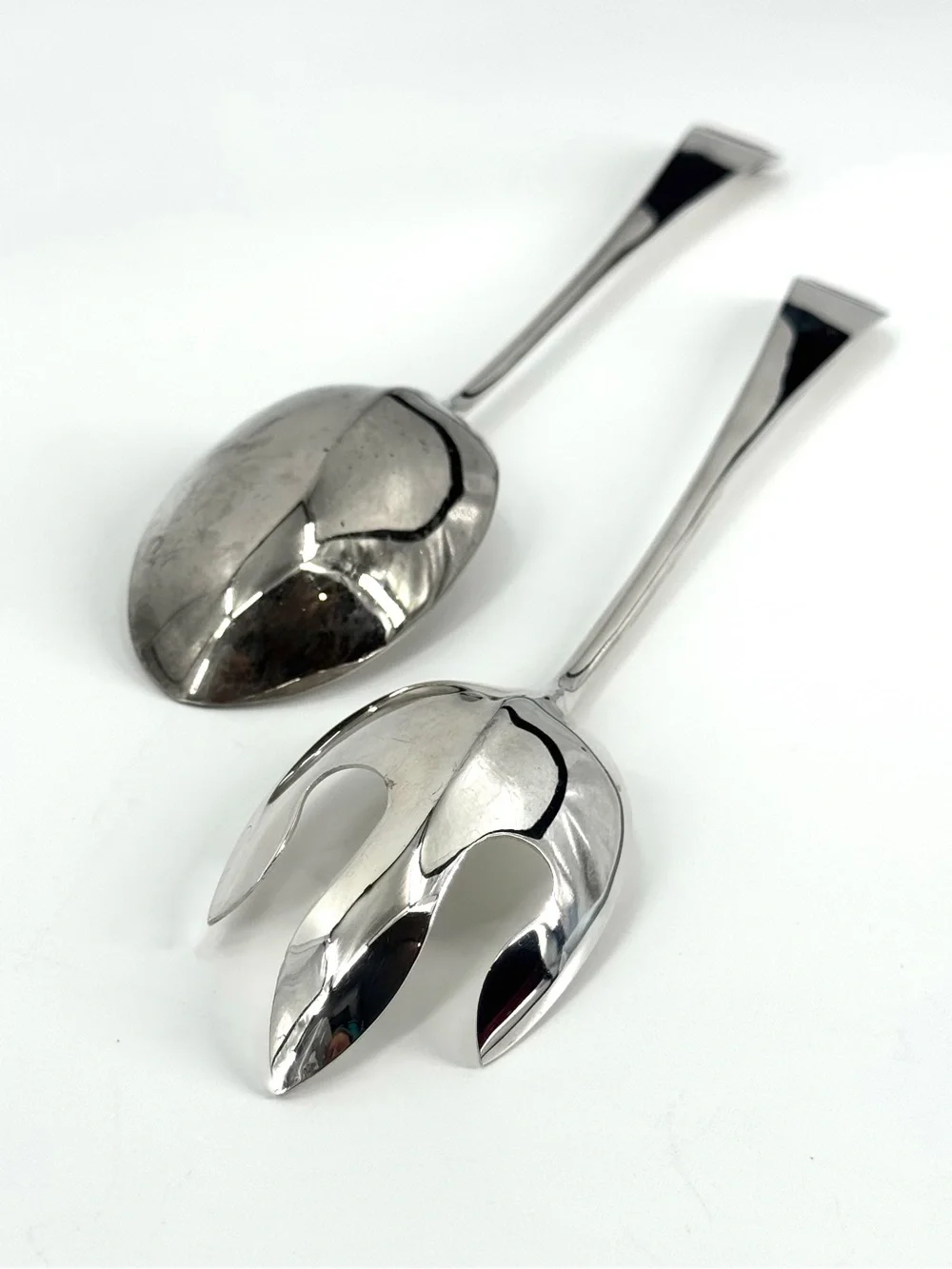 VTG International Silver Co Silverplate Queen Ann 13” Fork/Spoon Server Set